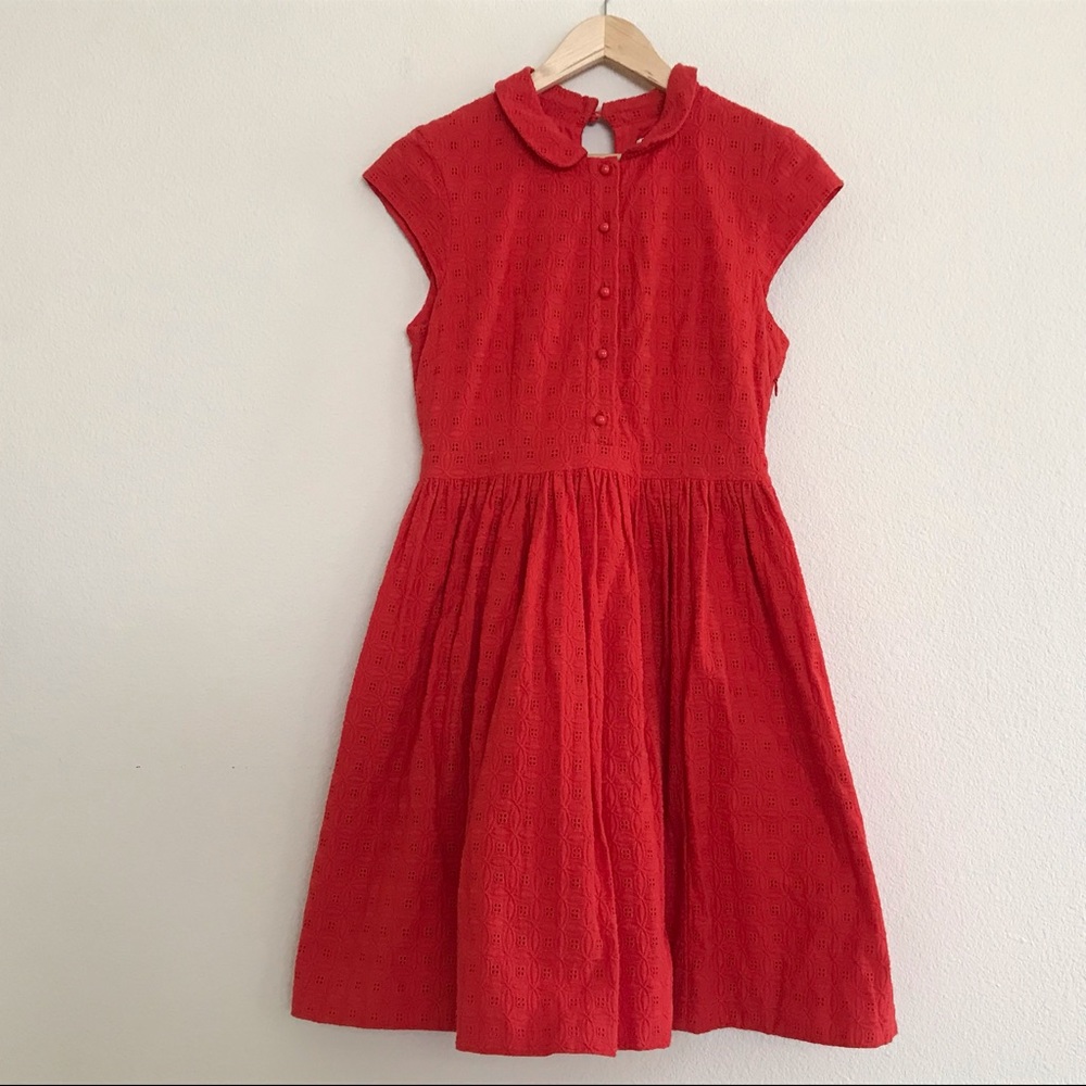 Kate Spade Courtney Red Eyelet Dress SZ M